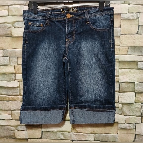 South Pole Pants - SOUTH POLE Women's Juniors 9 Dark Blue Jean Shorts